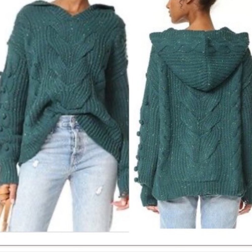 Wildfox Pattie V-neck Oversized Hoodie Sweater